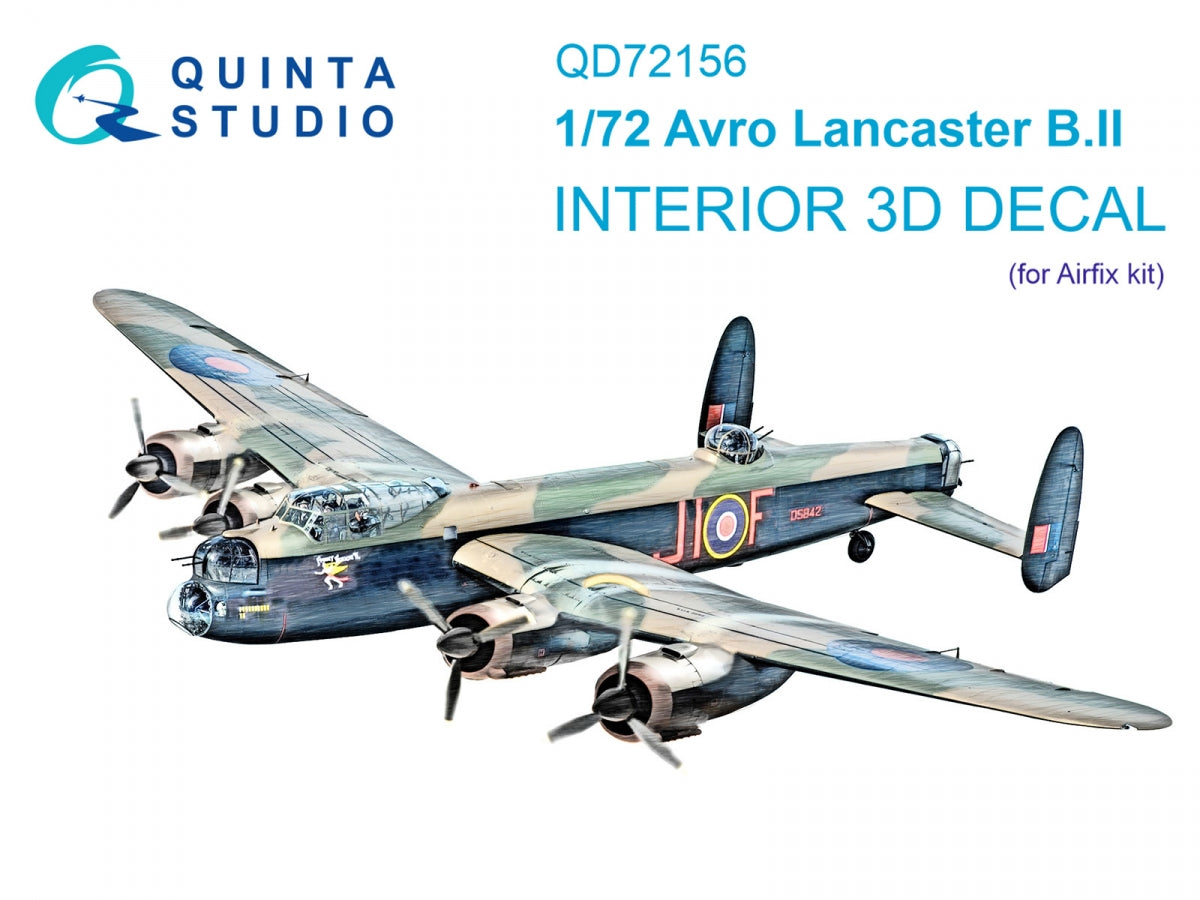 Quinta Studio QD72156 Avro Lancaster B.II 3D-Printed coloured Interior on decal paper (Airfix) 1/72