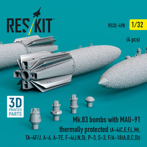 RESKIT RS32-0498 Mk.83 bombs with MAU-91 thermally protected (4 pcs) (3D printed) 1/32 – zdjęcie 2