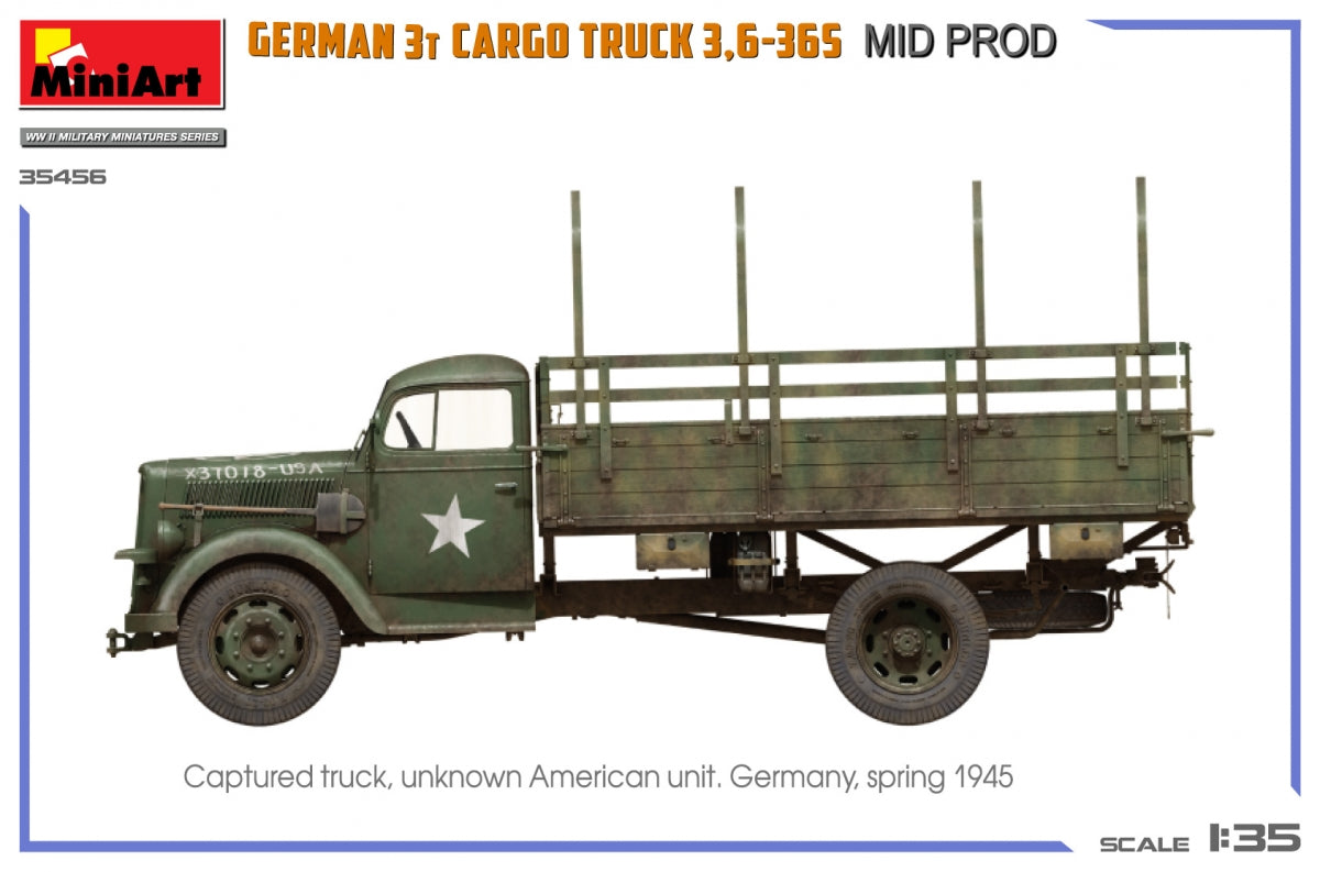 Miniart 35456 GERMAN 3T CARGO TRUCK 3,6-36S MID PROD 1/35 – zdjęcie 13