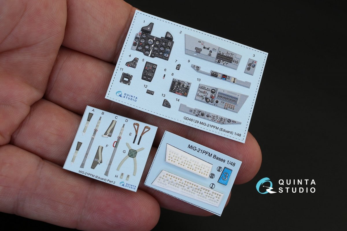 Quinta Studio QD48129 MiG-21PFM (gray color panels) 3D-Printed &amp;amp; colored Interior on decal paper (for Eduard kit) 1/48 – image 2