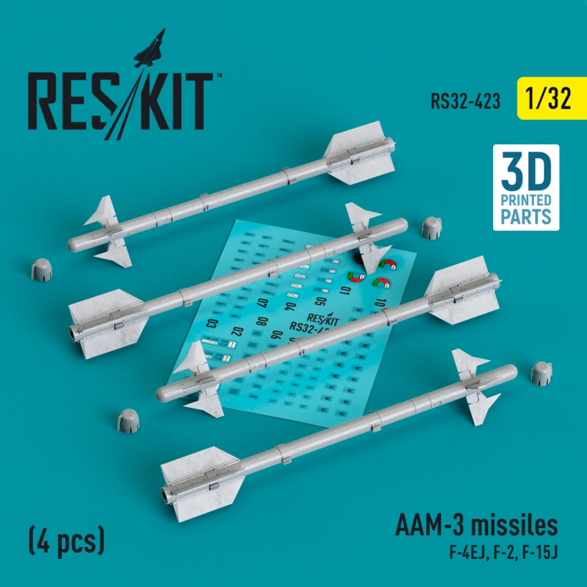 RESKIT RS32-0423 AAM-3 missiles (4 pcs) (3D Printed) 1/32