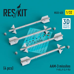 RESKIT RS32-0423 AAM-3 missiles (4 pcs) (3D Printed) 1/32
