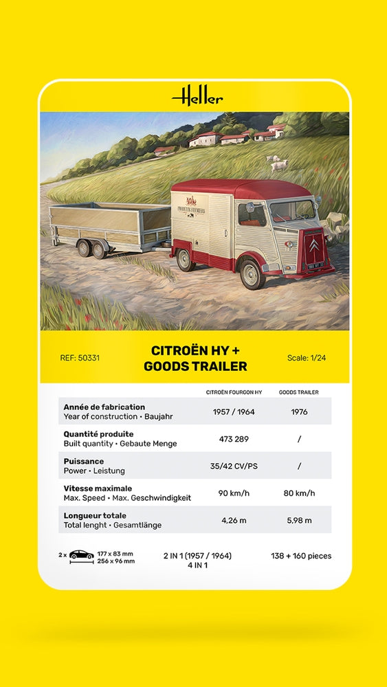 Heller 50331 Citroen HY + Goods Trailer 1/24 – zdjęcie 6
