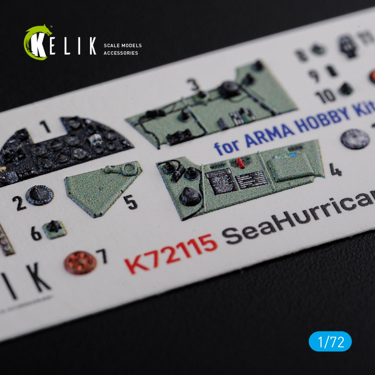 KELIK K72115 Sea Hurricane Mk I interior 3D decals for Arma Hobby kit 1/72 – image 2