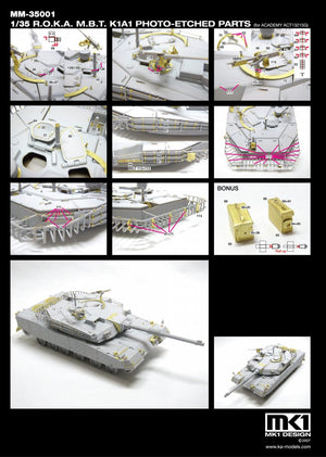 MK1 Design MM-35001 R.O.K.A K1A1 DETAIL-UP ETCHED PARTS 1/35 – zdjęcie 2