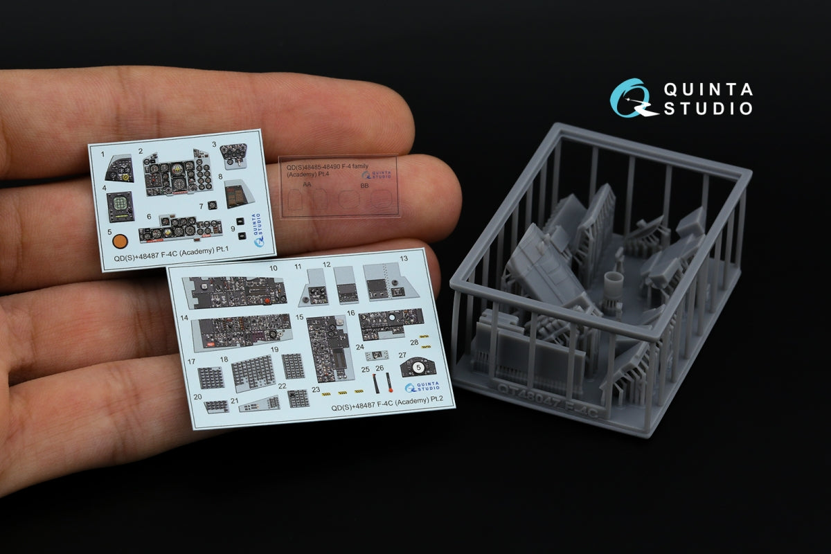 Quinta Studio QDS+48487 F-4C Phantom II 3D-Printed &amp;amp; coloured Interior on decal paper (Academy) (Small version) (with 3D-printed resin parts) 1/48 – zdjęcie 2