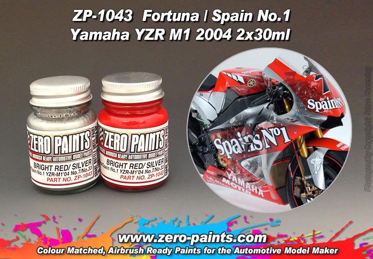 Zero Paints ZP-1043 Fortuna/Spain No.1 YZR-M1&amp;#39;04 No.7/No.33 Paint Set 2x30ml