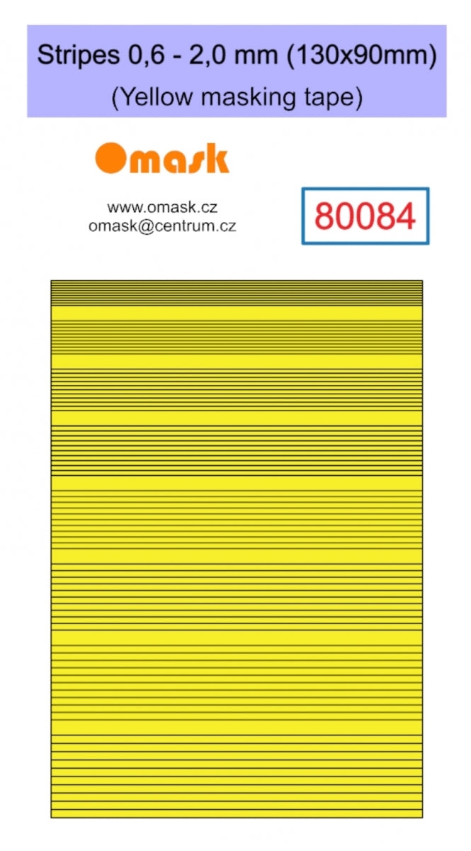 Omask 80084 Stripes 0.6 - 2.0 mm (130x90mm) Yellow masking tape