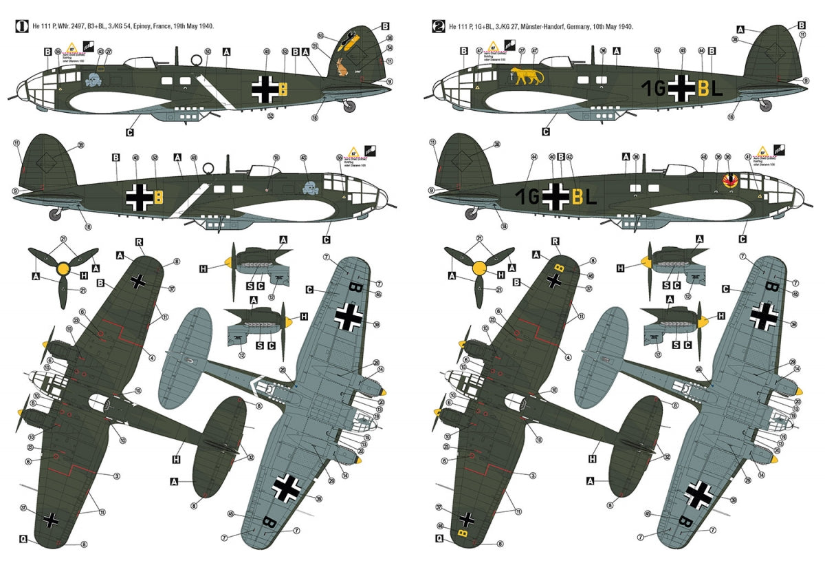 Hobby 2000 72077 Heinkel He 111 P Western Campaign 1940 ( HASEGAWA + CARTOGRAF + MASKI + WYDRUK 3D ) 1/72 – zdjęcie 2