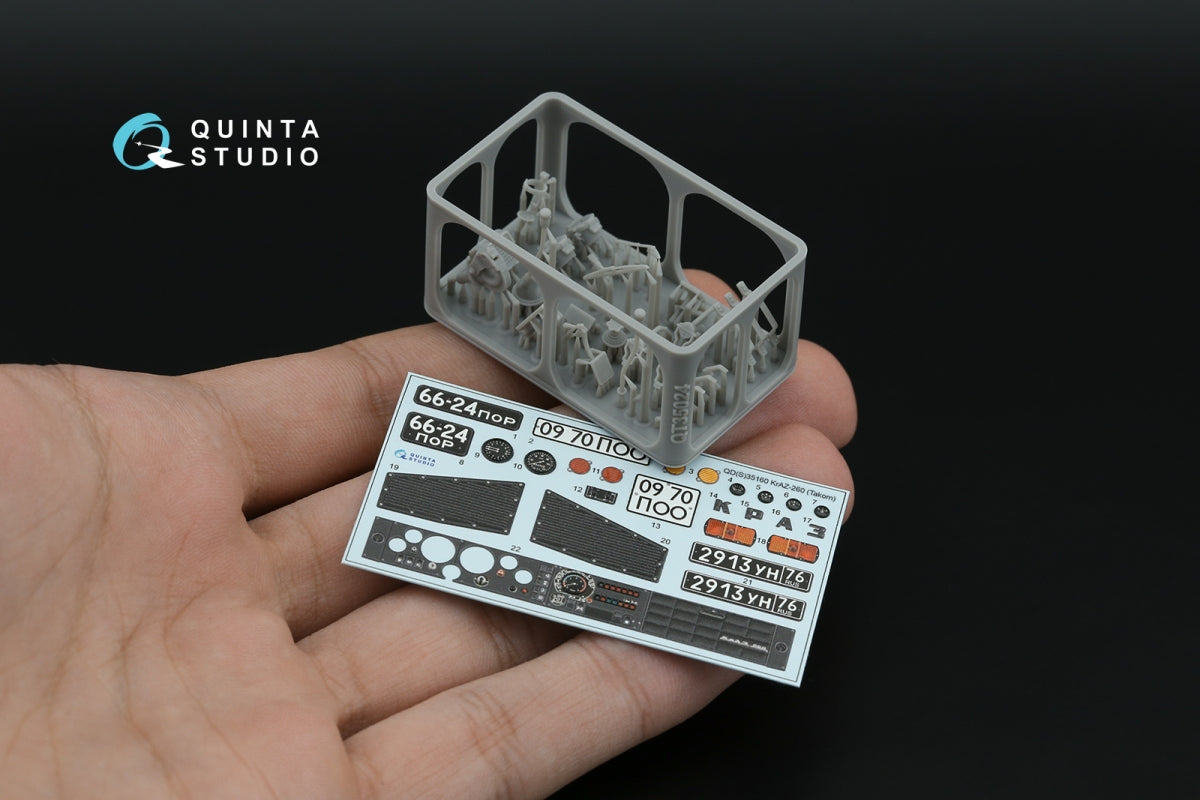 Quinta Studio QD+35160 KrAZ-260 3D-Printed &amp; coloured Interior on decal paper (Takom) (with 3D-printed resin parts) 1/35