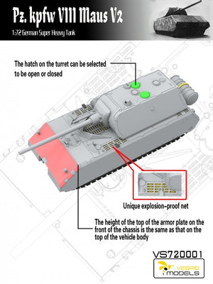 Vespid Models VS720001 Pz.Kpfw. VIII Maus V2 German Super Heavy Tank 1/72 – zdjęcie 3