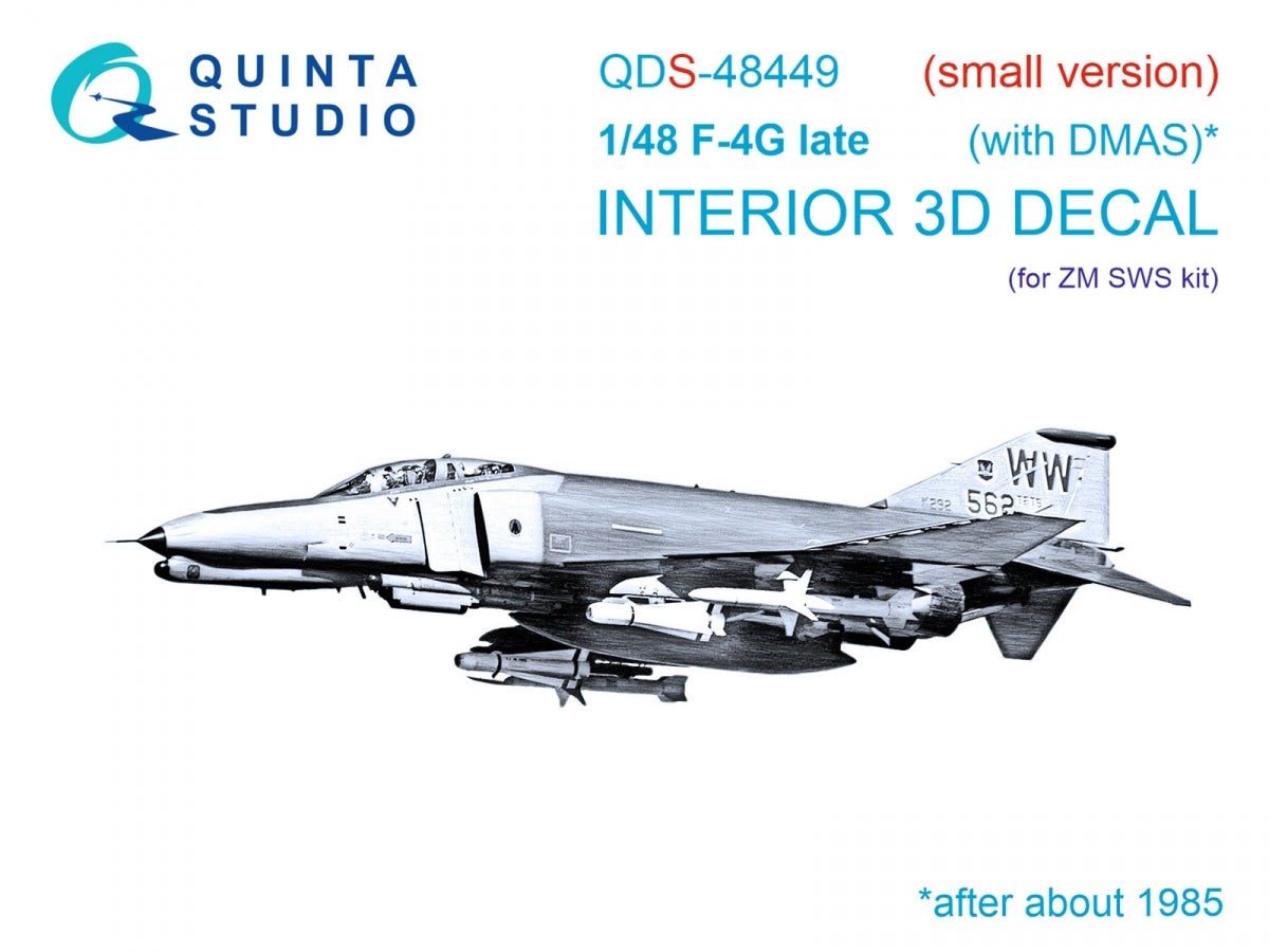 Quinta Studio QDS-48449 F-4G late 3D-Printed &amp;amp; coloured Interior on decal paper (Zoukei Mura SWS) (Small version) 1/48