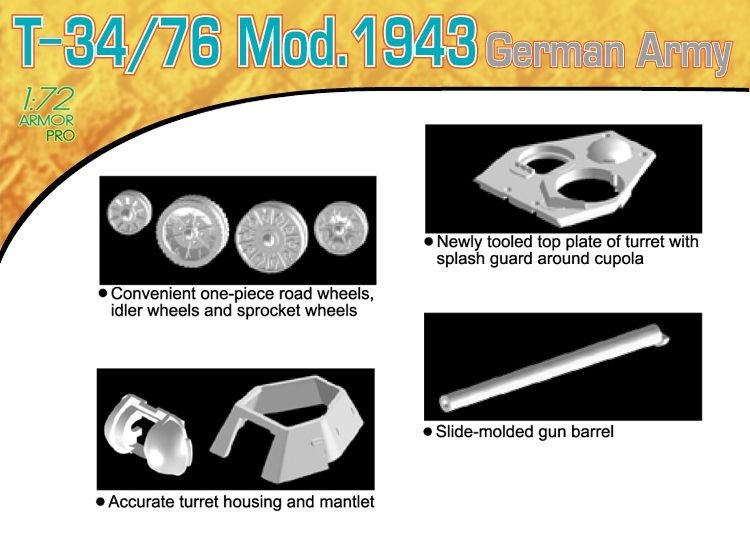 Dragon 7268 T-34/76 Mod.1943 German Army 1/72 – image 3