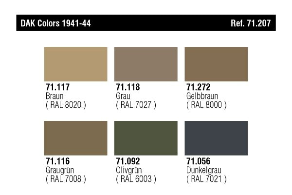 Vallejo 71207 DAK Colors 1941-1944 (6x17ml) – zdjęcie 2