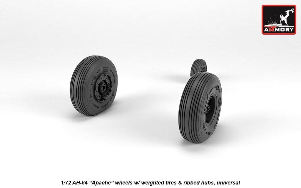 Armory Models AW72336 AH-64 Apache wheels w/ weighted tires, ribbed hubs 1/72 – zdjęcie 3