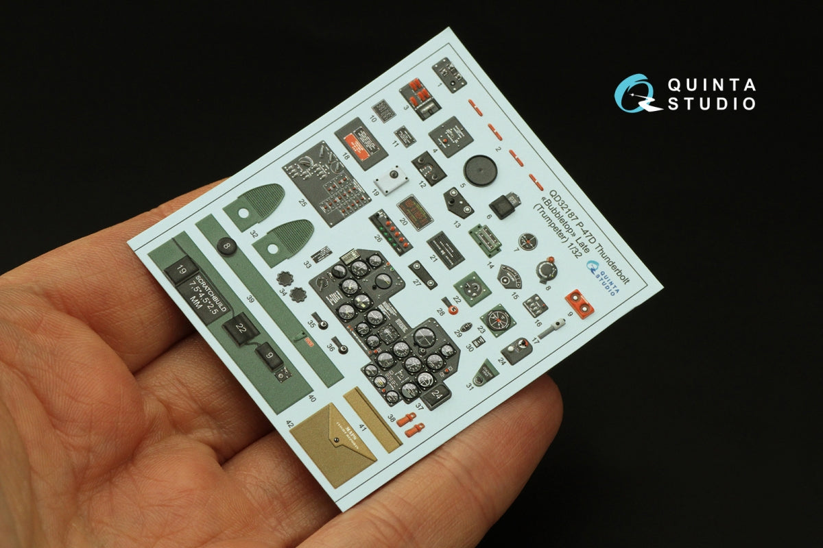 Quinta Studio QD32187 P-47D Thunderbolt Bubbletop (Late) 3D-Printed coloured Interior on decal paper (Trumpeter) 1/32 – zdjęcie 5