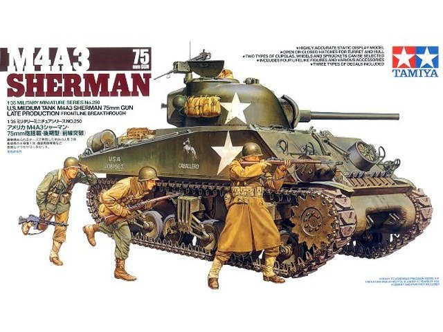 Tamiya 35250 US Medium Tank M4A3 Sherman 75mm Gun Late Production (1/35)
