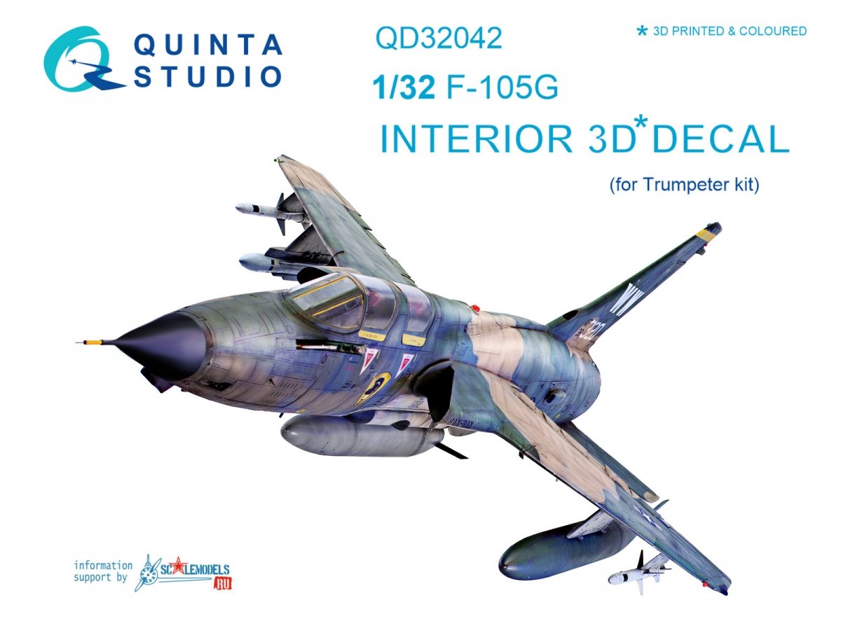Quinta Studio QD32042 F-105G 3D-Printed &amp;amp; coloured Interior on decal paper (for Trumpeter kit) 1/32