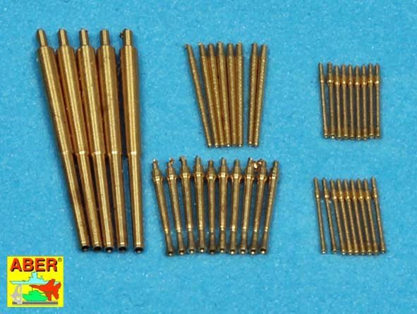 Ensemble de canons Aber 350L-55 pour destroyers de classe Narvic type 1936B : 127 mm x 5 ; 37 mm (C/30) x 8 ; 37 mm (M42) x 10 ; 20 mm x 18 (1/350)
