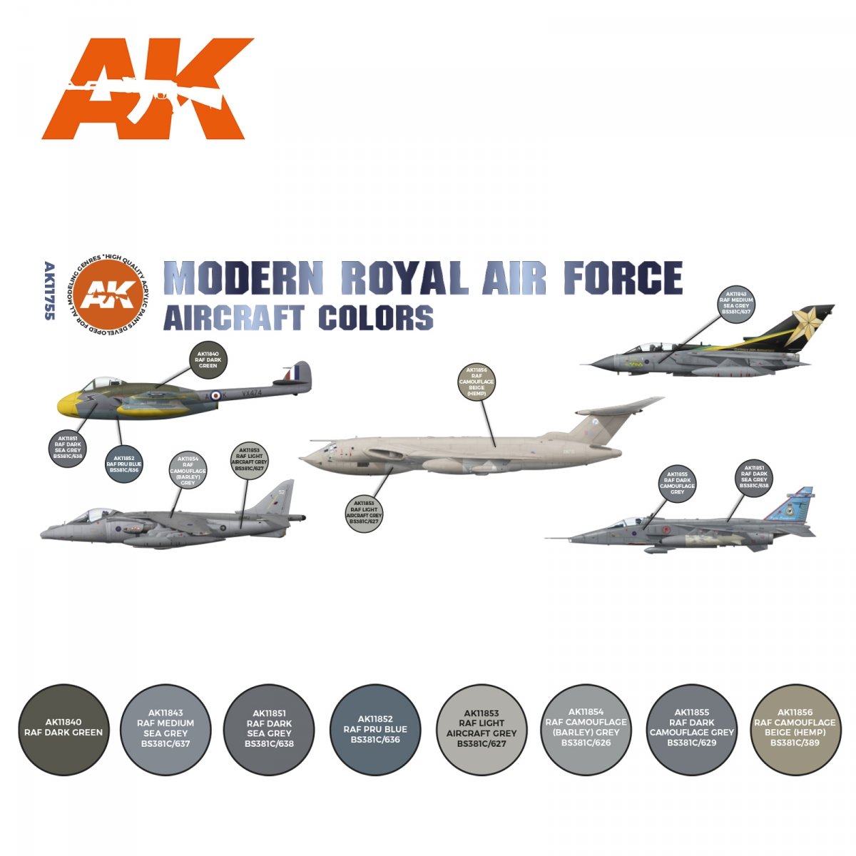 AK Interactive AK11755 MODERN ROYAL AIR FORCE AIRCRAFT COLORS 8x17 ml – image 2