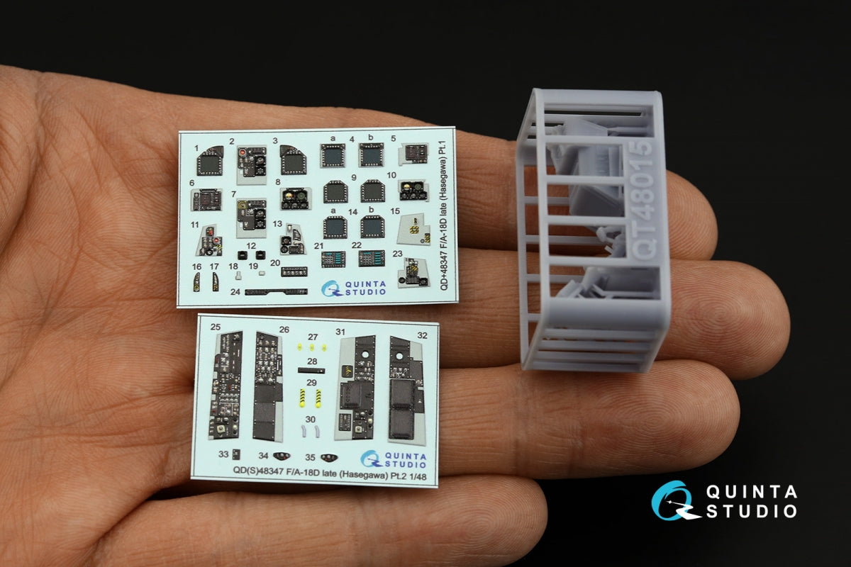 Quinta Studio QDS+48347 FA-18D late 3D-Printed coloured Interior on decal paper (Hasegawa) (with 3D-printed resin parts) (Small version) 1/48 – zdjęcie 3