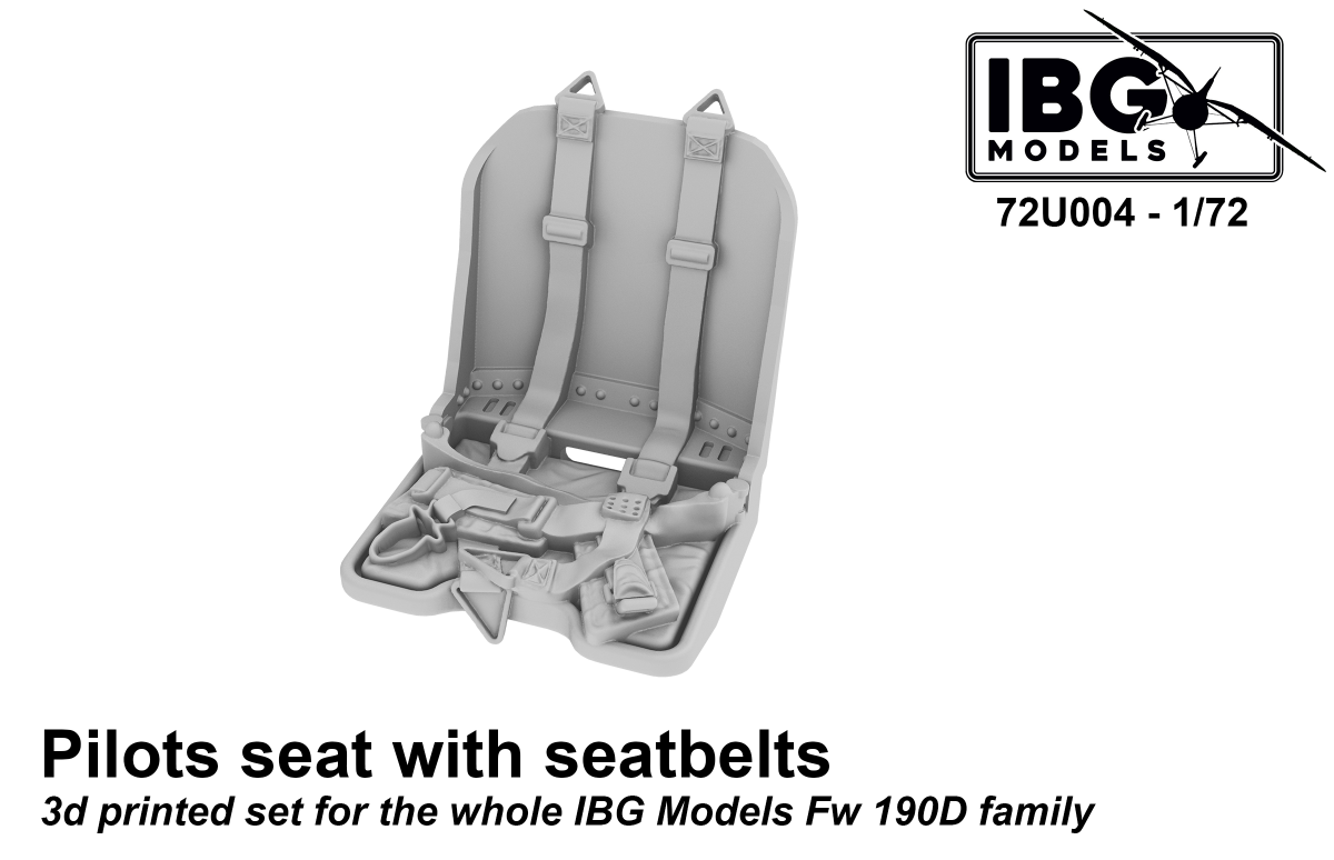 IBG 72U004 Pilots Seat with Seatbelts for Fw 190D family - 3d Printed Set 1/72