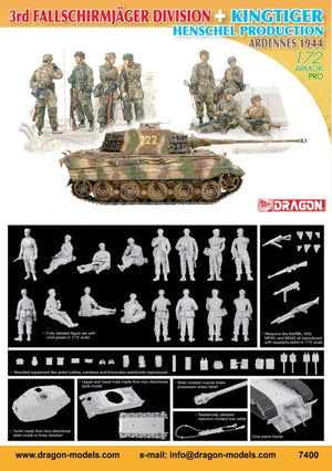 Dragon 7400 3rd Fallschirmjager Division + KingTiger Henschel Production Ardennes 1944 1/72 – zdjęcie 2