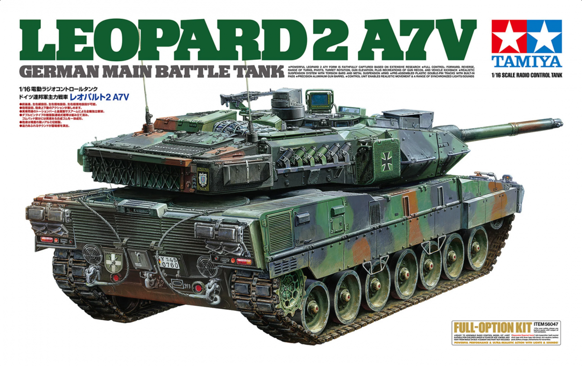Tamiya 56047 Leopard 2 A7V Tank w/Option Kit RC Model 1/16