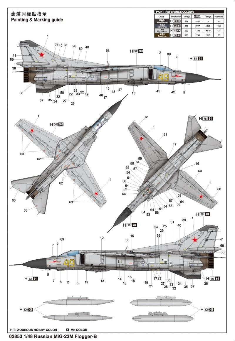 Trumpeter 02853 Russian MiG-23M Flogger-B 1/48 – zdjęcie 3
