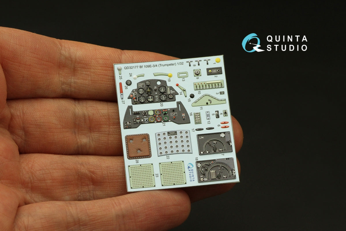 Quinta Studio QD32177 Bf 109E3/4 3D-Printed coloured Interior on decal paper (Trumpeter) 1/32 – zdjęcie 3