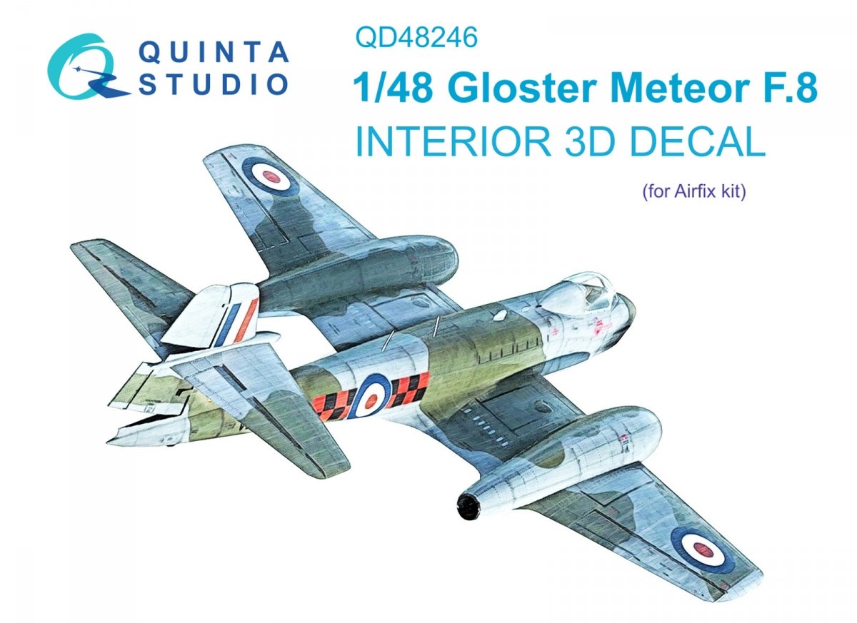 Quinta Studio QD48246 Meteor F.8 3D-Printed &amp;amp; colored Interior on decal paper (Airfix) 1/48