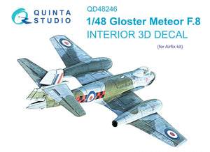 Quinta Studio QD48246 Meteor F.8 3D-Printed &amp;amp; colored Interior on decal paper (Airfix) 1/48