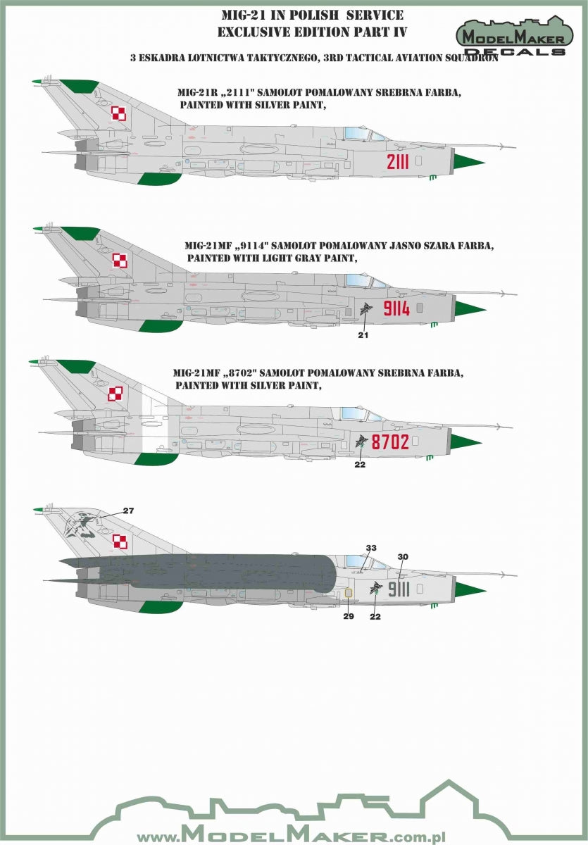 ModelMaker Decals D48153 MiG-21 in Polish service exclusive edition part IV 1/48 – zdjęcie 5