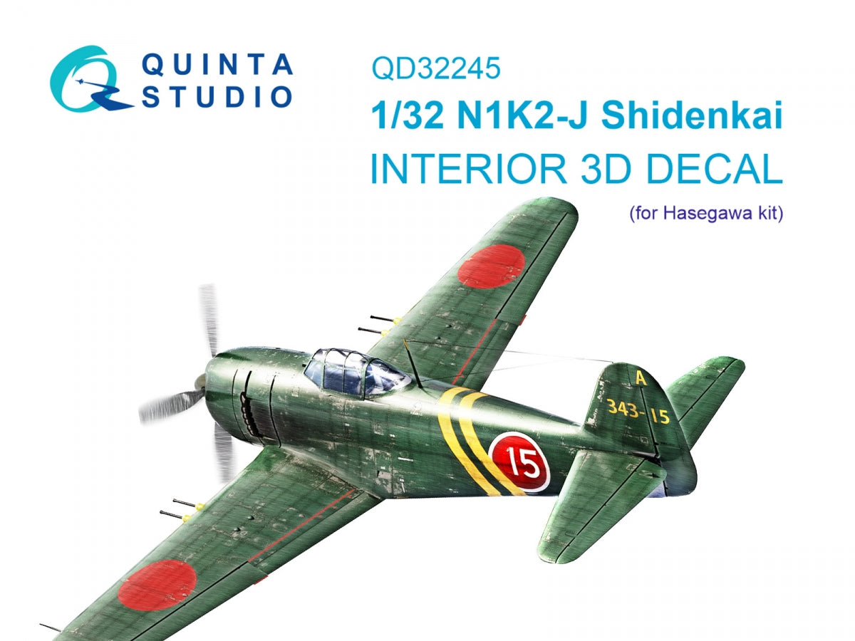 Quinta Studio QD32245 N1K2-J Shidenkai 3D-Printed &amp; colored Interior on decal paper (Hasegawa) 1/32