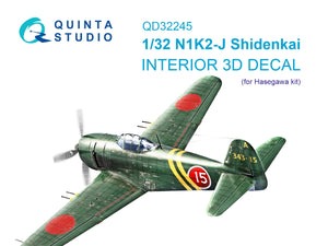 Quinta Studio QD32245 N1K2-J Shidenkai 3D-Printed &amp;amp; colored Interior on decal paper (Hasegawa) 1/32