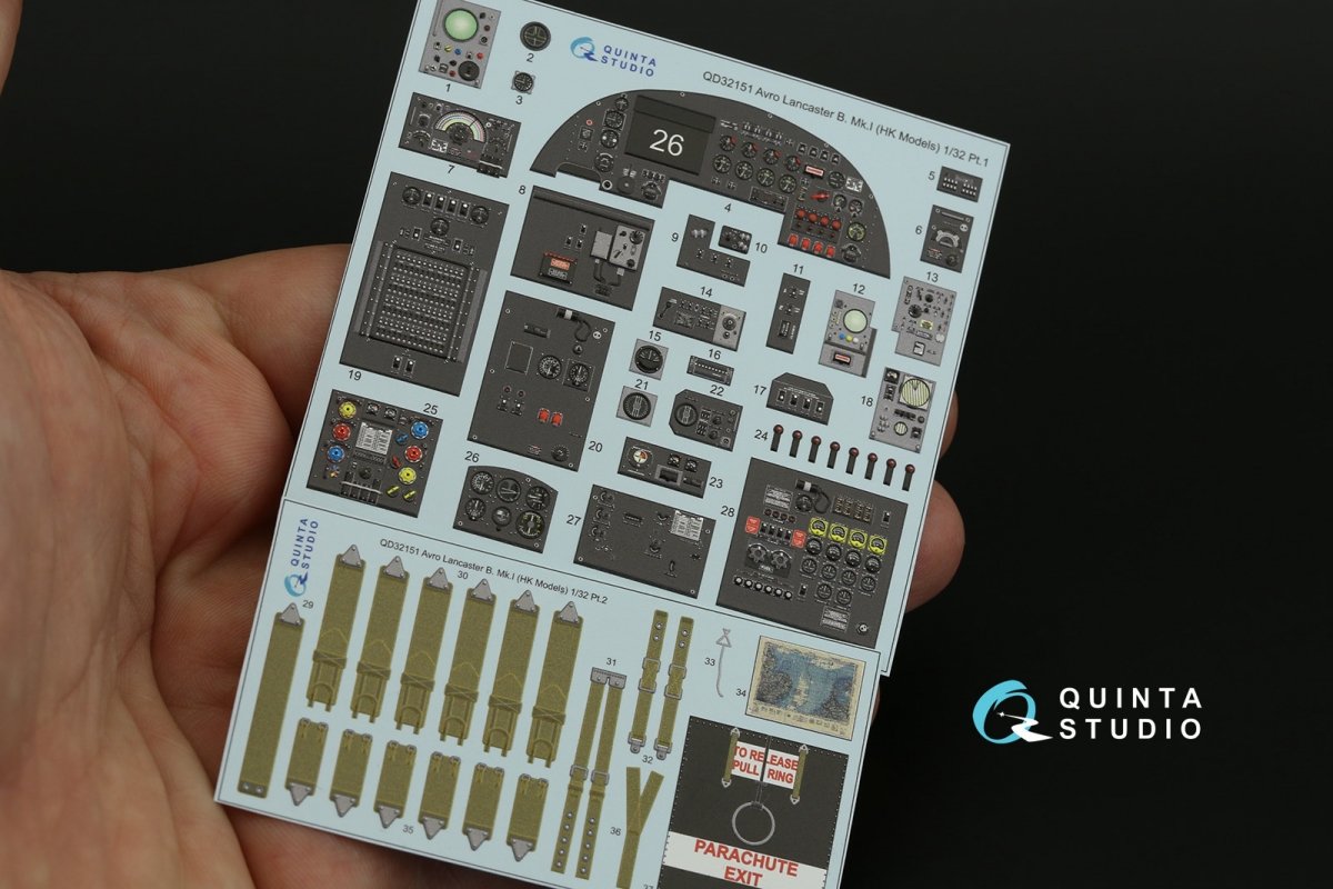 Quinta Studio QD32151 Avro Lancaster B. Mk.I 3D-Printed &amp;amp; coloured Interior on decal paper (HK Model) 1/32 – zdjęcie 2