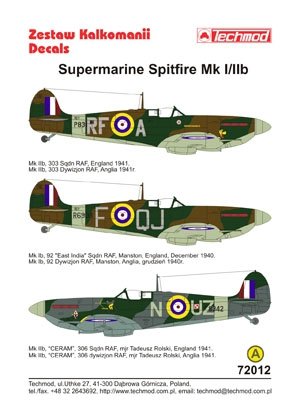 Techmod 72012 - Supermarine Spitfire Mk I/IIB 1/72 – immagine 2