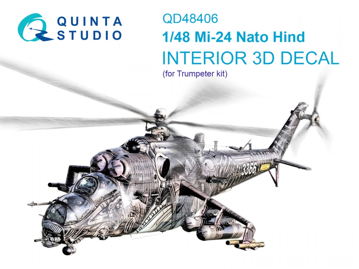 Quinta Studio QD48406 Mi-24 Nato Hind 3D-Printed &amp;amp; coloured Interior on decal paper (Trumpeter) 1/48