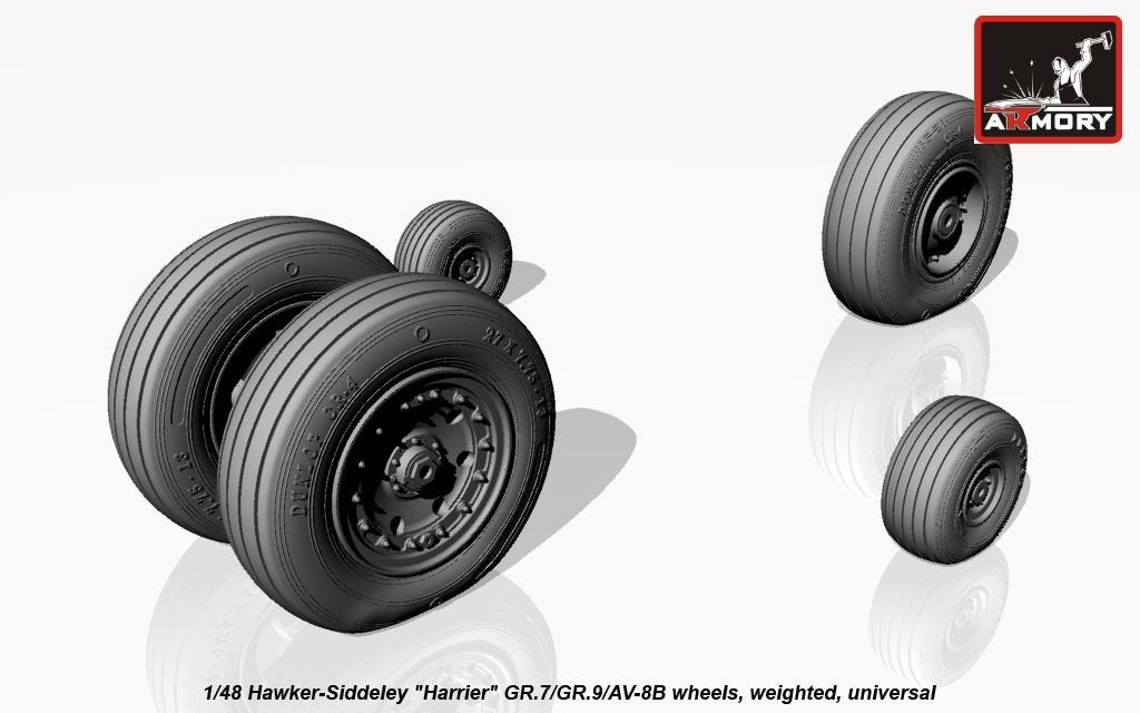 Armory Models AW48405 Hawker-Siddeley Harrier GR.7/GR.9/AV-8B wheels w/ weighted tyres 1/48 – zdjęcie 4
