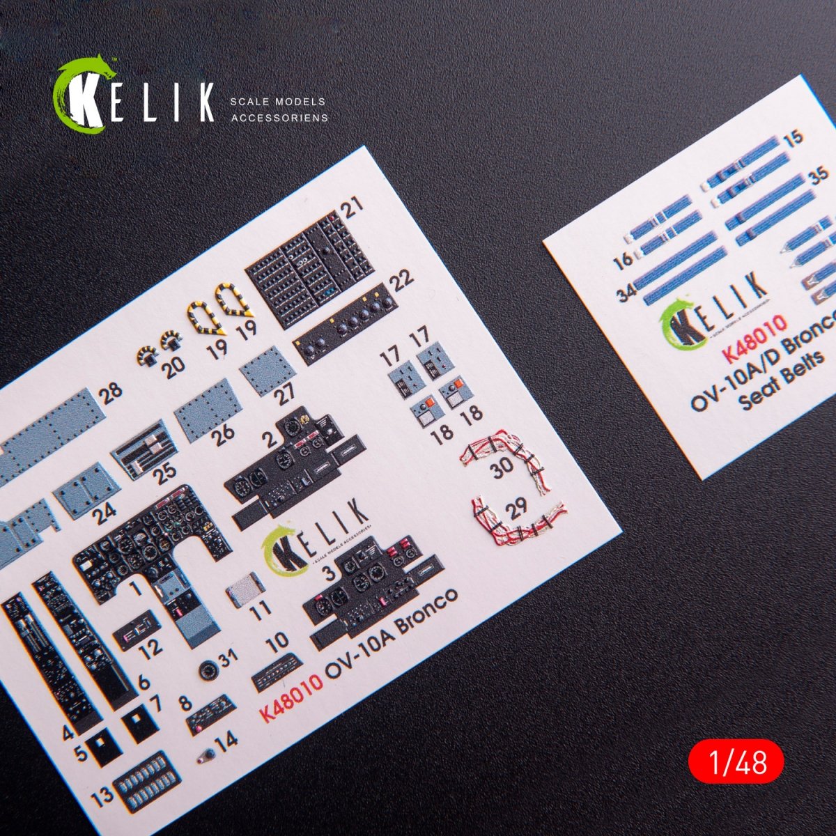 KELIK K48010 OV-10A BRONCO INTERIOR 3D DECALS FOR ICM KIT 1/48 – zdjęcie 6