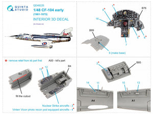 Quinta Studio QD48225 CF-104 Early 3D-Printed &amp;amp; coloured Interior on decal paper ( Kinetic ) 1/48 – zdjęcie 2
