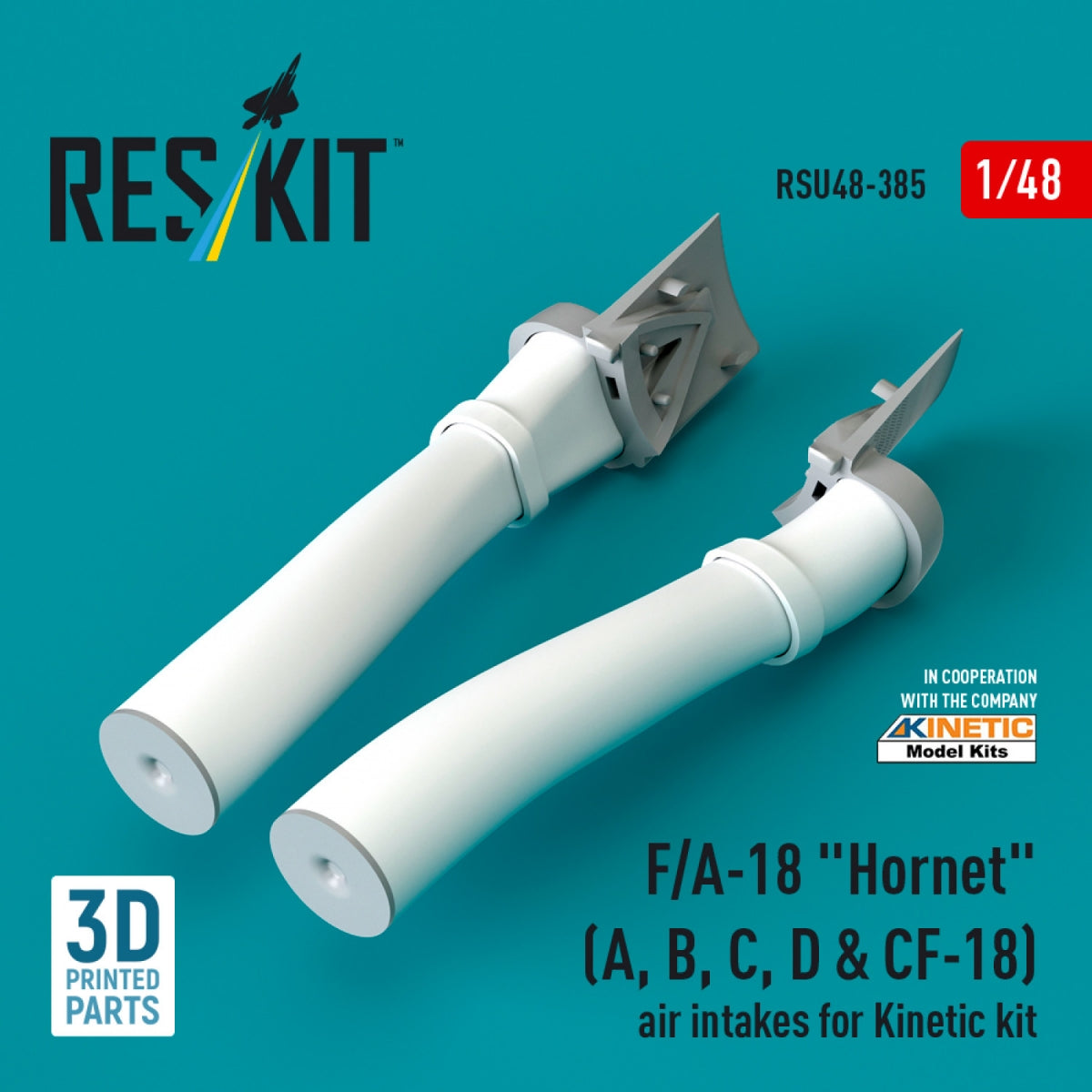 RESKIT RSU48-0385 F/A-18 "Hornet" (A, B, C, D & CF-18) air intakes for Kinetic kit (3D Printed) 1/48