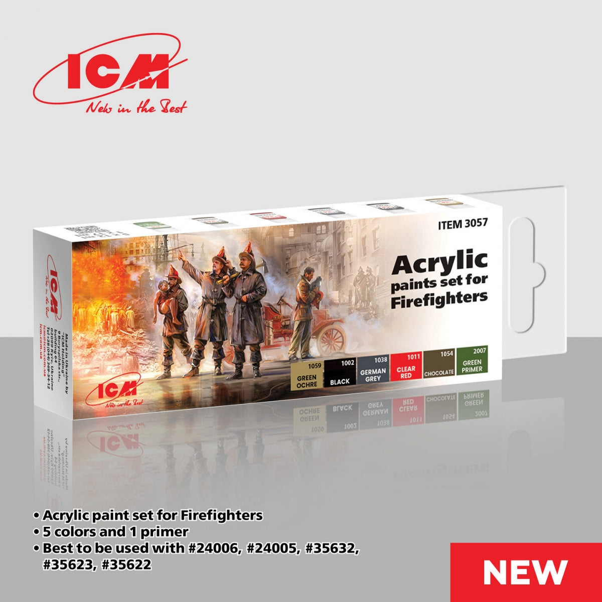 ICM 3057 Acrylic paints set for Firefighters 12 ml х 6