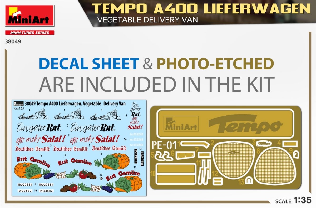 MiniArt 38049 TEMPO A400 LIEFERWAGEN. VEGETABLE DELIVERY VAN 1/35 – zdjęcie 2