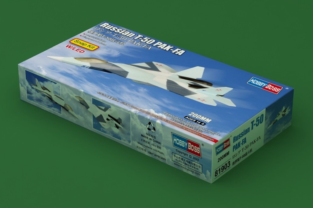 Hobby Boss 81903 T-50 PAK-FA Snap Kit W/LED 200mm – zdjęcie 2