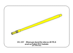 Aber 35L-257 20mm Gun Barrel for Nkm wz.38 FK-A used on TKS Tankette (For IBG / RPM) 1/35 – zdjęcie 4
