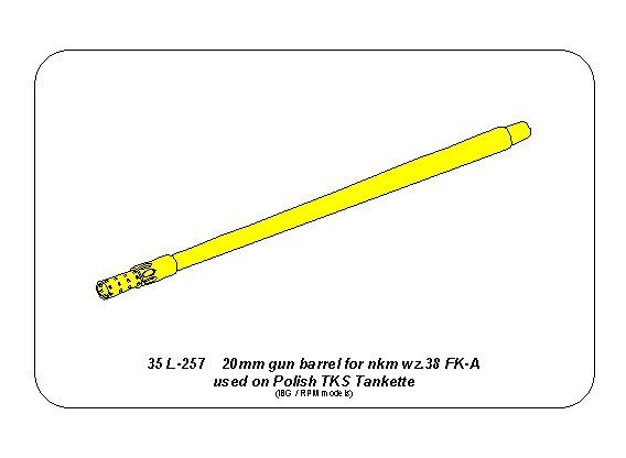 Aber 35L-257 20mm Gun Barrel for Nkm wz.38 FK-A used on TKS Tankette (For IBG / RPM) 1/35 – zdjęcie 4