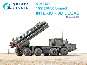Quinta Studio QD72129 BM-30 Smerch 3D-Printed &amp;amp; coloured Interior on decal paper (Zvezda) 1/72