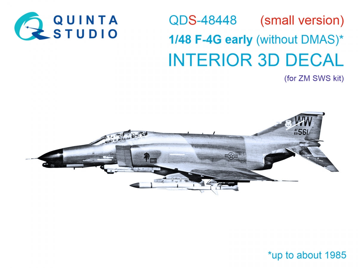 Quinta Studio QDS-48448 F-4G early 3D-Printed &amp;amp; colored Interior on decal paper (Zoukei Mura SWS) (Small version) 1/48