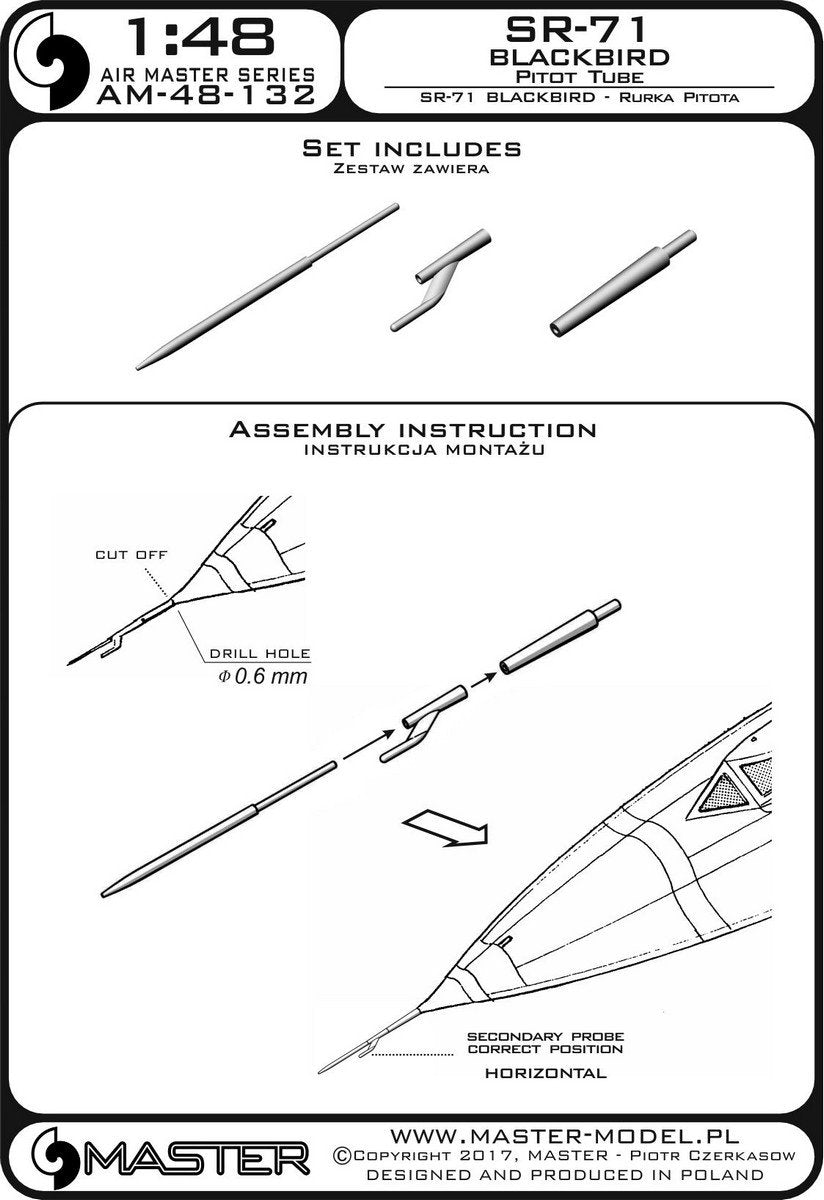 Master AM-48-132 SR-71 Blackbird - Rurka Pitota 1/48 – zdjęcie 4